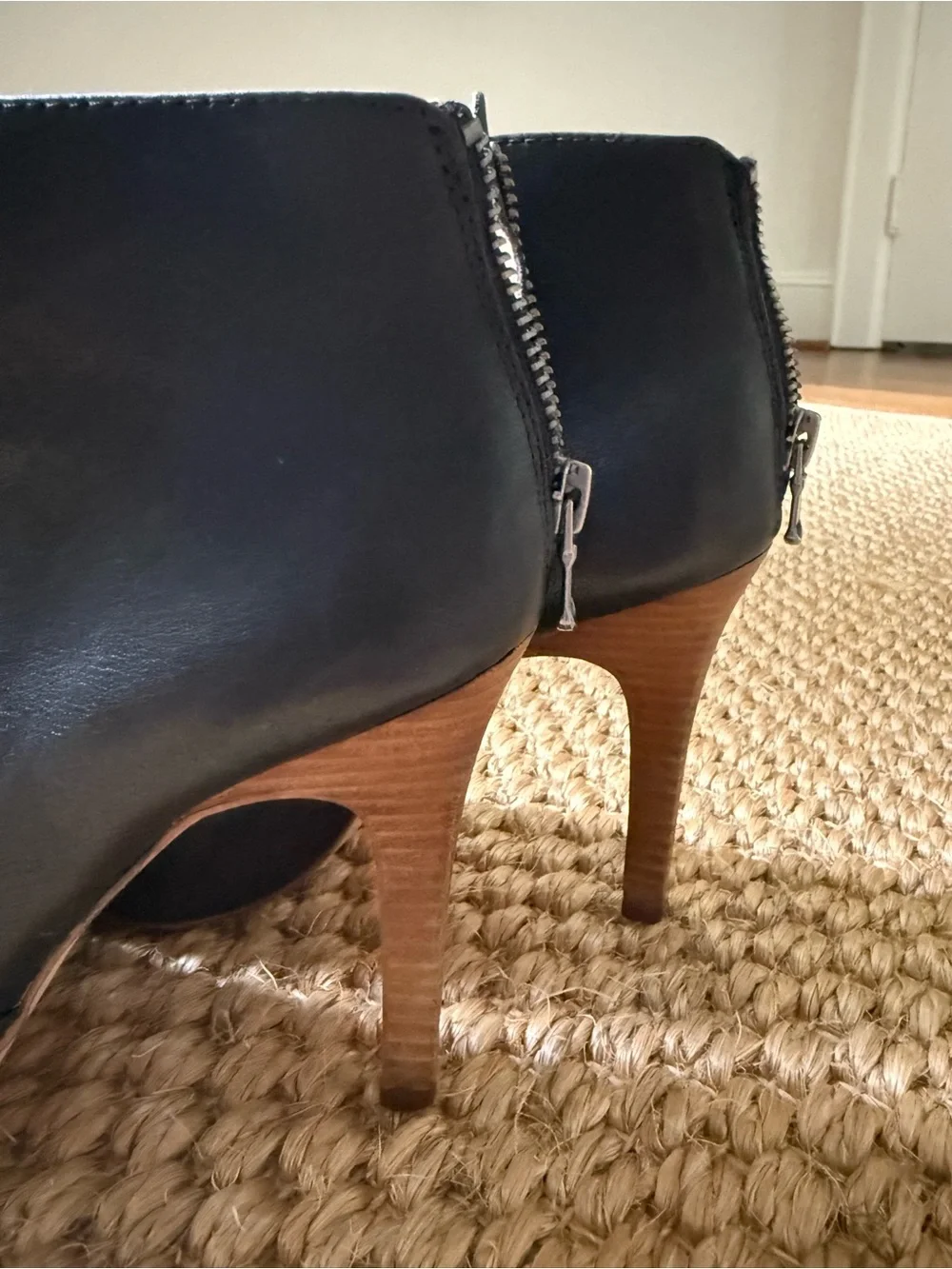 Madewell Jules Black Leather Heeled Ankle Booties